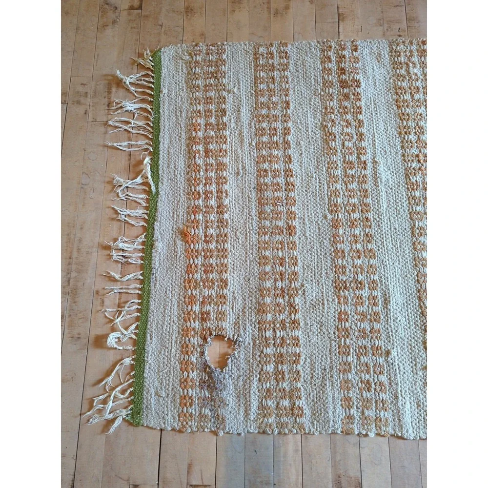 Antique Imported Swedish HandMade Rag Rug Runner (37 x 83 inches‎ )